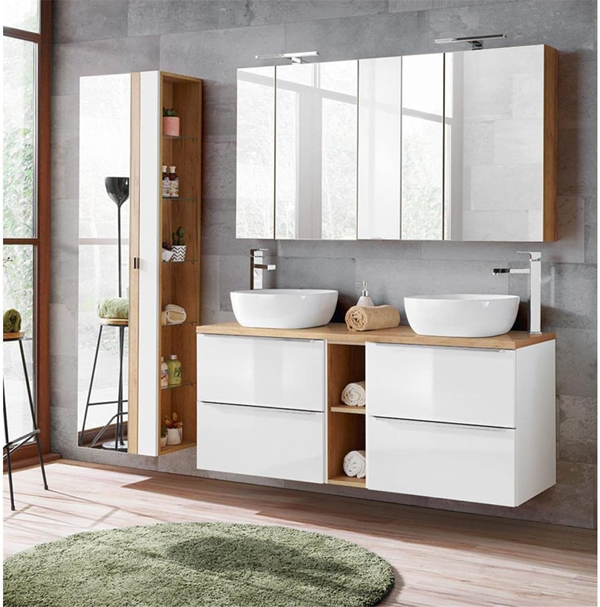 Lomadox Komplettes Badezimmermöbel-Set mit Doppelwaschbecken und Spiegelschränken – Ausführliche Produktbewertung